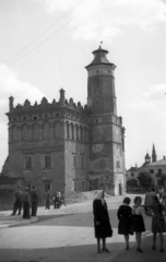 Lengyelország, Sandomierz, Városháza., 1947, Bogdan Celichowski, torony, középület, gótika, reneszánsz, Fortepan #119601