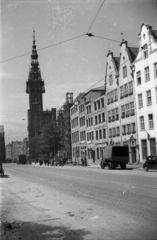 Lengyelország, Gdańsk, Hosszú Piac (Dlugi Targ), szemben a Városháza., 1949, Bogdan Celichowski, utcakép, Fortepan #119614