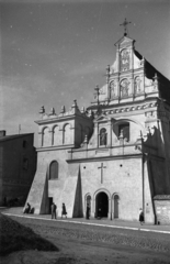 Poland, Lublin, ulica Świętoduska, Szent József-templom., 1948, Bogdan Celichowski, street view, square, Fortepan #119771