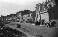 Poland, Lublin, ulica Świętoduska, jobbra a Szent József-templom., 1948, Bogdan Celichowski, street view, square, cab-horse, Fortepan #119773