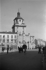 Poland, Lublin, Krakkói Kapu (Brama Krakowska) az ulica Krakowskie Przedmieście felől nézve., 1948, Bogdan Celichowski, City gate, Fortepan #119777