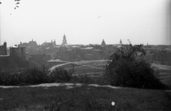 Poland, Lublin, a város látképe a Csütörtök-dombról, balra a vár, előtérben a lebontott egykori zsidónegyed (majd gettó) területe., 1948, Bogdan Celichowski, Fortepan #119784