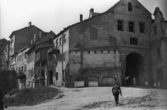 Poland, Lublin, az ulica Grodzka-hoz vezető Városi Kapu (Brama Grodzka) a várárok felől., 1948, Bogdan Celichowski, Fortepan #119785