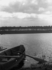 Poland, 1947, Bogdan Celichowski, boat, paddle, woods, Fortepan #119834