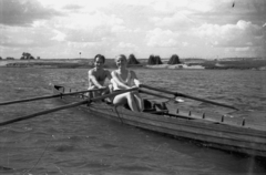 Poland, 1947, Bogdan Celichowski, youth, boating, Fortepan #119881