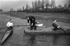 Lengyelország, 1947, Bogdan Celichowski, evezés, evező, folyópart, Fortepan #120118