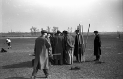 Lengyelország, Poznań, 1947, Bogdan Celichowski, földmérés, kitűzőrúd, Fortepan #120200