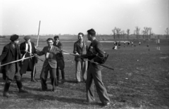 Lengyelország, Poznań, 1947, Bogdan Celichowski, földmérés, kitűzőrúd, Fortepan #120201