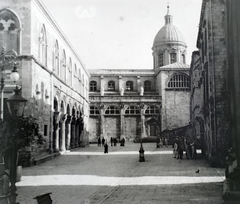 Horvátország, Dubrovnik, ulica Pred Dvorom, szemben a a Szűz Mária-katedrális., 1913, Hanser Mária, katolikus, székesegyház, Fortepan #120399