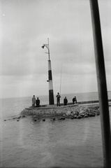 Hungary,Lake Balaton, Siófok, móló., 1935, Hanser Mária, pier, storm warning, Fortepan #120546