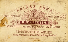 A felvétel 1883-ban készült., 1900, Hanser Mária, műterem, fényképész, hátlap, Fortepan #120630