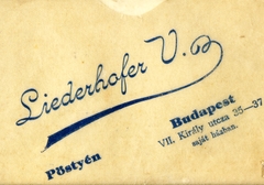 Magyarország,Szlovákia, Budapest VII.,Pöstyén, Király utca 35-37., Liederhoffer Vilmos fényképész., 1915, Hanser Mária, műterem, fényképész, hátlap, Budapest, Fortepan #120636