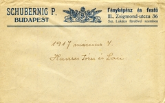 Magyarország, Budapest II., Frankel Leó (Zsigmond) utca 36., Schuberning P. fényképsz és festő., 1917, Hanser Mária, műterem, fényképész, hátlap, Budapest, Fortepan #120664