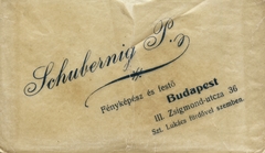 Magyarország, Budapest II., Frankel Leó (Zsigmond) utca 36., Schuberning P. fényképsz és festő., 1923, Hanser Mária, műterem, fényképész, fényképtartó tasak, Budapest, Fortepan #120691