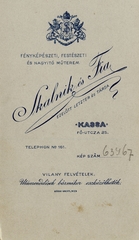 Slovakia, Košice, Fő útca 25., Skalnik és fia fényképészeti és nagyító műterme., 1911, Hanser Mária, studio, photographer, verso, Fortepan #120692