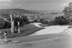 Magyarország, Gellérthegy, Budapest I., kilátás a Citadellától a budai Vár és a Margit híd felé., 1972, Inkey Tibor, Budapest, Fortepan #120726