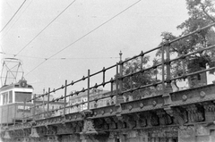 Magyarország, Budapest V., Vigadó tér az alsó rakpartról., 1958, Kurutz Márton, magyar gyártmány, villamos, Ganz-márka, Ganz TM, Budapest, tömegközlekedés, viszonylatszám, Fortepan #12073