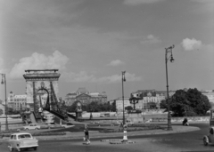 Magyarország, Budapest I., a Clark Ádám tér és a Széchenyi Lánchíd az Alagút felől nézve., 1965, Inkey Tibor, híd, Budapest, Fortepan #120804