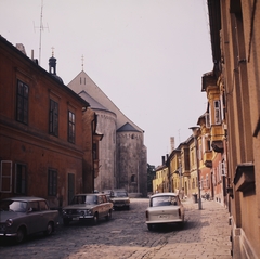 Hungary, Győr, Káptalandomb, szemben a Székesegyház., 1975, Inkey Tibor, colorful, number plate, Fortepan #120813