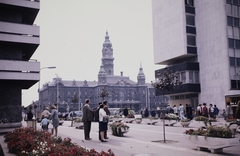 Hungary, Győr, Baross Gábor (Lenin) út, szemben a Városháza, balra a Rába Hotel., 1975, Inkey Tibor, colorful, Fortepan #120818