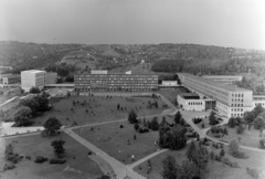 Magyarország, Miskolc, Egyetemváros, a Nehézipari Műszaki Egyetem épületei. Jobbra a régi, szemben az akkoriban elkészült ún. új főépület., 1967, Inkey Tibor, Fortepan #120973