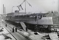 Magyarország, »BRP CARICA JOANA (1941) személyszállító motorhajó az Óbudai Hajógyárban .« Leltári jelzet: MMKM TFGY 2017.2.642., 1940, Magyar Műszaki és Közlekedési Múzeum / Történeti Fényképek Gyűjteménye / Óbudai Hajógyár gyűjteménye, Fortepan #122312