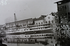 Magyarország, Óbuda, Budapest III., Óbudai Hajógyár, Hajógyári-öböl, szovjet jóvátételre gyártott Nekraszov 450 LE-s személyszállító gőzhajó. Leltári jelzet: MMKM TFGY 2017.2.720., 1951, Magyar Műszaki és Közlekedési Múzeum / Történeti Fényképek Gyűjteménye / Óbudai Hajógyár gyűjteménye, Budapest, cirill írás, 737/205-hajó, Fortepan #122363