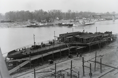 Hungary, »MFTR SZÉCHENYI (1938) vontató dízel-elektromos motorhajó építése sólyán.« Leltári jelzet: MMKM TFGY 2017.1.326., 1938, Magyar Műszaki és Közlekedési Múzeum / Történeti Fényképek Gyűjteménye / Ganz gyűjtemény, Fortepan #122668