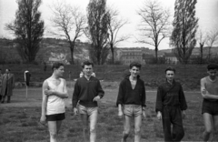 Magyarország, Margitsziget, Budapest, Sporttelep (később az ún. évelőkertet alakították ki a helyén)., 1958, Ember Károly, melegítő, Fortepan #123981