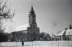 Magyarország, Jászdózsa, Szent Mihály-templom., 1940, Lenkey Márton, tél, templom, hó, Fortepan #124047