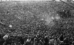 Magyarország, Budapest III., Hajógyári-sziget, Szuperkoncert 1981. augusztus 22-én. Ekkor készült az Egy nap rock, Sántha László és Árvay Jolán koncert-dokumentumfilmje., 1981, Urbán Tamás, közönség, Budapest, Fortepan #125331