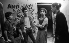 Magyarország, Budapest VIII., Kampec Dolores együttes, Hajnóczy Csaba, Kenderesi Gabi, Mátrai Sándor, Szegvári Zoltán., 1988, Urbán Tamás, klubhelyiség, Budapest, punk, rendszerváltás, Fortepan #125368