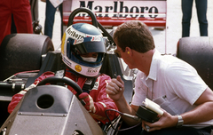 Magyarország, Hungaroring, Mogyoród, Formula-1 első magyar nagydíj, Keke Rosberg a McLaren-TAG csapat versenyzője., 1986, Urbán Tamás, színes, Forma-1, Fortepan #125419