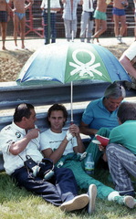 Magyarország, Hungaroring, Mogyoród, Formula-1 első magyar nagydíj, Gerhart Berger, a Benetton-BMW csapat versenyzője., 1986, Urbán Tamás, színes, Forma-1, Benetton-márka, Fortepan #125425