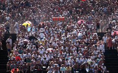 Magyarország, Hungaroring, Mogyoród, Formula-1 első magyar nagydíj, lelátó., 1986, Urbán Tamás, színes, Forma-1, Fortepan #125454