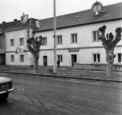 Hungary, Nagyatád, Ezüstkancsó Hotel, étterem, bisztró., 1970, Bauer Sándor, neon sign, Fortepan #126683