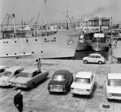 Horvátország,Adria, Fiume, kikötő, jobbra a Riva (egykor Szapáry rakpart)., 1972, Bauer Sándor, Jugoszlávia, Volkswagen-márka, Zastava 750, Skoda 1000 MB, Zastava 1300, Fiat 124, Volkswagen Bogár, Fortepan #126851