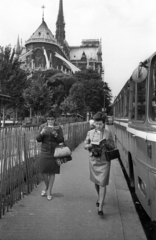 Franciaország, Párizs, Cité-sziget, Rue Du Cloître Notre-Dame, szemben a Notre-Dame., 1967, Bauer Sándor, Fortepan #127064