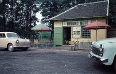 1960, Bauer Sándor, színes, Trabant-márka, Wartburg-márka, büfé, Trabant 500, Wartburg 311/312, Fortepan #127166