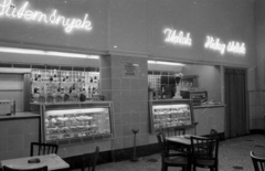 1966, Bauer Sándor, neon felirat, Casino-kávégép, hűtőpult, Fortepan #127242