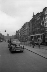 Csehország, Prága, Vencel tér (Václavské námestí), háttérben a Nemzeti Múzeum., 1956, Bauer Sándor, Csehszlovákia, neoreneszánsz, EMW 340, nemzeti múzeum, Josef Schulz-terv, Fortepan #127696