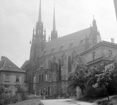 Czech Republik, Brno, a Petrovi Szent Péter- és Pál-székesegyház és püspöki rezidencia., 1958, Gyöngyi, Czechoslovakia, Fortepan #12779