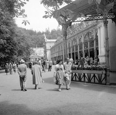 Czech Republik, Mariánské Lázne, Kolonnád., 1958, Gyöngyi, Czechoslovakia, colonnade, Neo-Baroque-style, Anton Thurner-design, Georg Fischer-design, Cast-iron architecture, Hans Miksch-design, Julian Niedzielski-design, Fortepan #12784