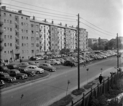 Magyarország, Budapest XIV., Hungária körút a Mogyoródi út felé nézve., 1954, UVATERV, utcakép, parkoló, légvezeték, automobil, GAZ M20 Pobjeda, Budapest, Fortepan #12797