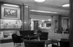 Magyarország, Margitsziget, Budapest, a Margitszigeti Nagyszálló hallja, szemben a recepció., 1958, Bauer Sándor, térkép, KLM légitársaság, enteriőr, Fortepan #128072