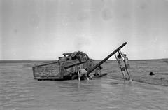 Mongolia, 1969, Bagi Gábor, Bagi Róbert, commercial vehicle, genre painting, being stuck, monsoon, Fortepan #128619