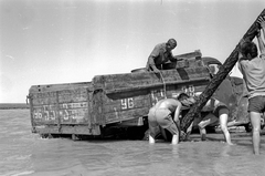 Mongolia, 1969, Bagi Gábor, Bagi Róbert, commercial vehicle, genre painting, being stuck, monsoon, Fortepan #128620