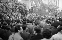 Magyarország, Budapest II., Bem József tér, tüntetés 1956. október 23-án a Bem szobornál., 1956, Faragó György, forradalom, Budapest, tömeg, Fortepan #128751