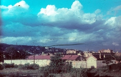 Magyarország, Budapest XI., a honvédség központi ruharaktára a Bocskai út - Alsóhegy utca sarkán a Budaörsi út felől nézve., 1953, Gali, színes, Budapest, épület, honvédség, raktár, Fortepan #128972