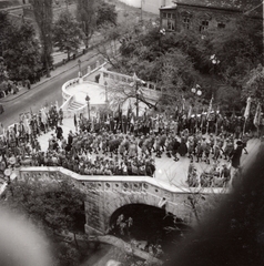 Magyarország, Halászbástya,budai Vár, Budapest I., Schulek lépcső, cserkészek ünnepélye védőszentjük, Szent György szobránál 1936. április 26-án., 1940, Heinzely Béla, cserkész, Budapest, Fortepan #129171